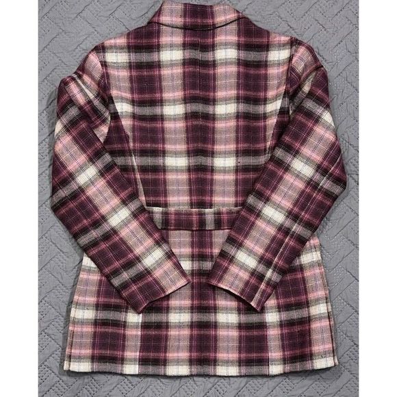 Vintage Randolph Duke The Look Y2K Wool Blend Jacket Blazer Plaid Pink Tan Sz 8 - Picture 4 of 13